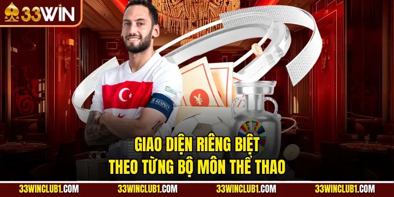 Giao diện riêng biệt theo từng bộ môn thể thao